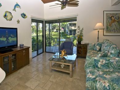 Living room with flat screen, cable & DVD